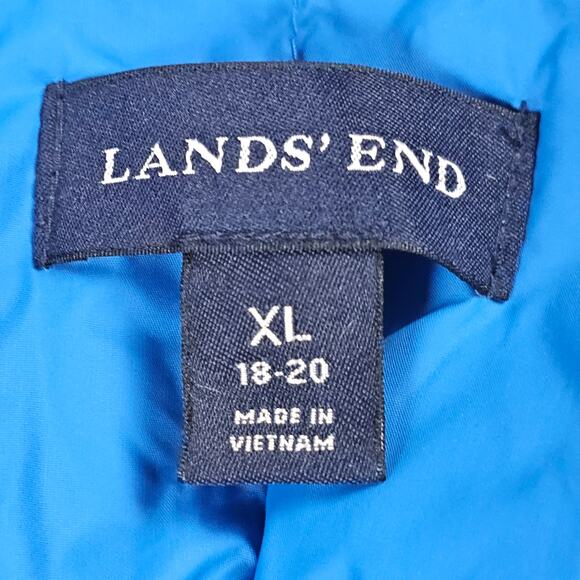 Lands End Puffer Vest Womens XL Blue White Plaid Down Lightweight Quilted - Picture 5 of 8